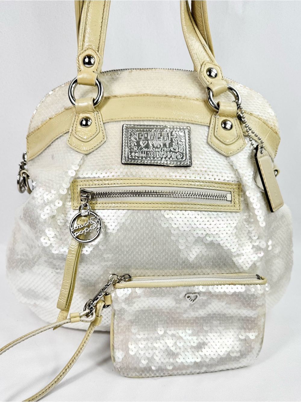 Coach Poppy Limited Edition Opal Pearlescent Sequin Spotlight Satchel #16303